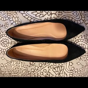 Jcrew point toe ballet flats. Black suede size 10.